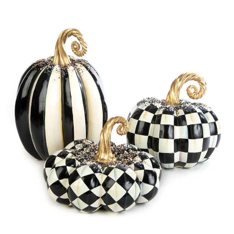 MacKenzie Childs Beaded Harlequin Squashed Pumpkin Decorative